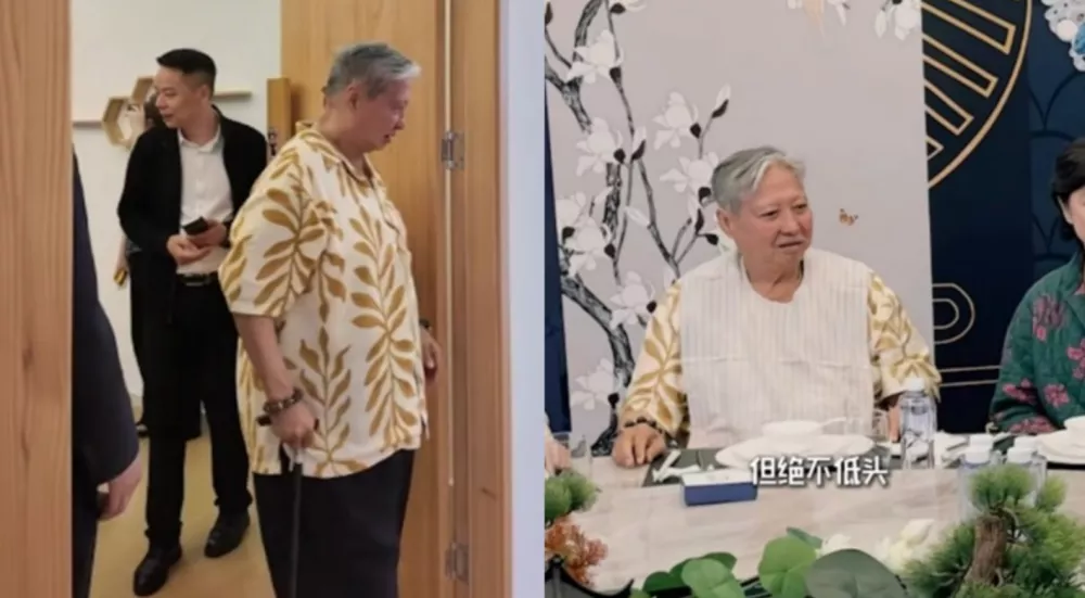 74岁洪金宝现身湖北办家宴,甩掉轮椅拄拐现身